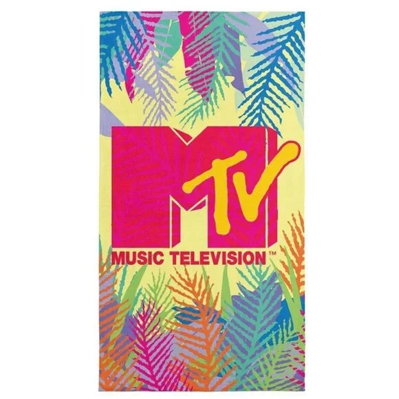 New Licensed MTV Music Television Beach Bath Pool Gift Towel Palm Tree NIP NWT - Picture 1 of 2